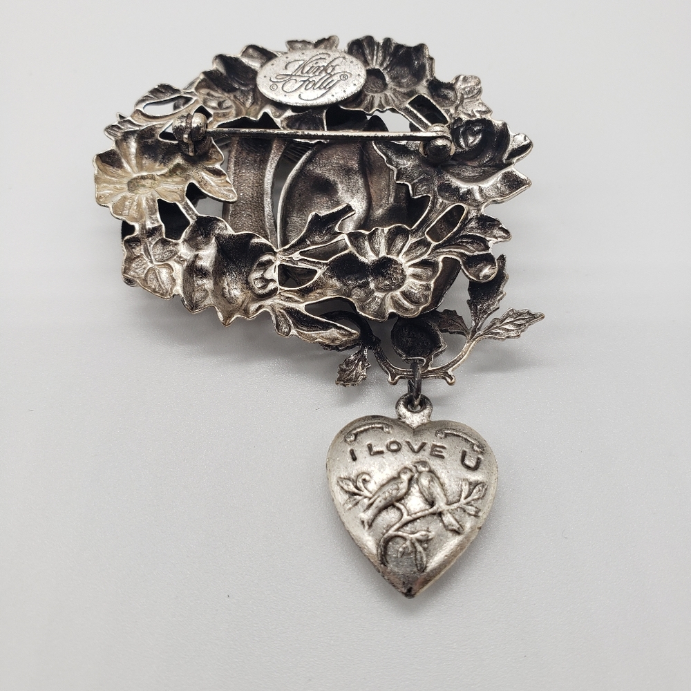 Kirks Folly Rabbit And Mushroom Silver Tone Brooch - image 6